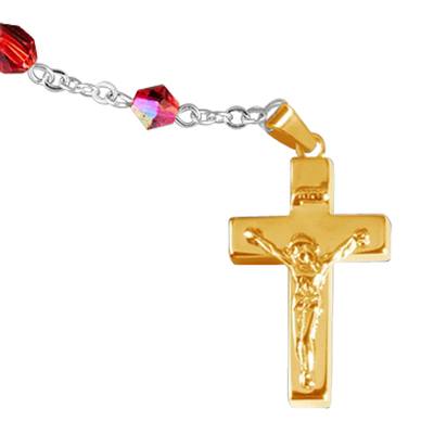 Red Crystal Gold Cremation Rosary