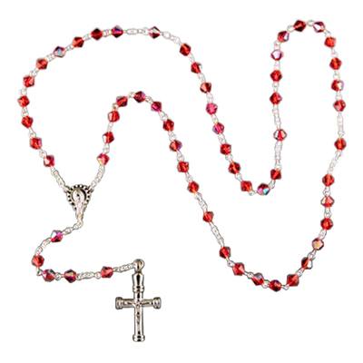 Red Crystal Cremation Rosary