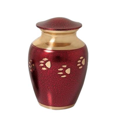 Red Paw Print Medium Cremation Urn