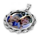 Ribbon Silver Photo Pendant