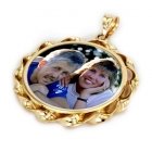 Ribbon Yellow Gold Photo Pendant