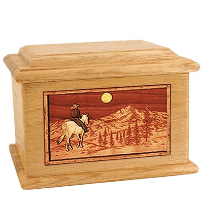 Riding Home Oak Memory Chest Cremation Urn