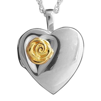 Rose Heart Locket Keepsake Pendant