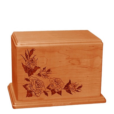 Roses Individual Mahogany Wood Urn