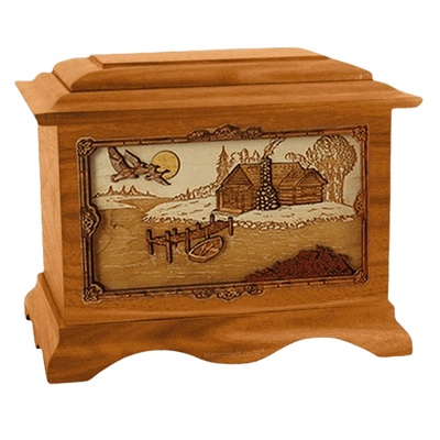 Rustic Paradise Mahogany Cremation Urn