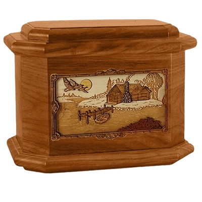 Rustic Paradise Mahogany Octagon Cremation Urn