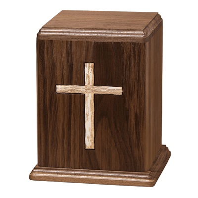 Rustic Cross Wood Cremation Urn