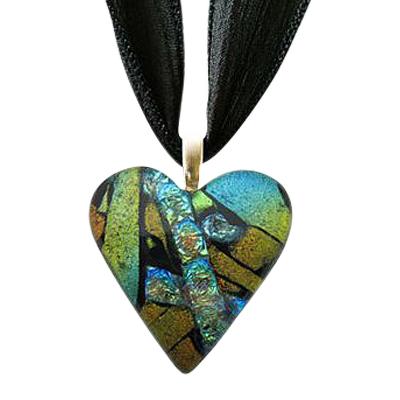 Rusty Green Small Heart Ashes Pendant