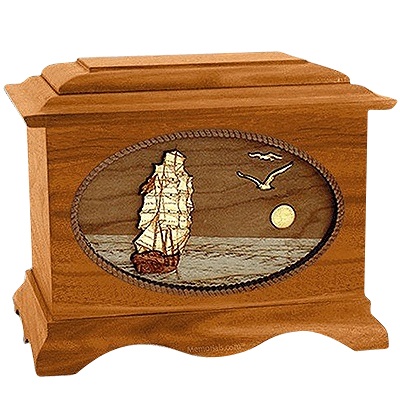 Sailing Home Mahogany Cremation Urn for Two