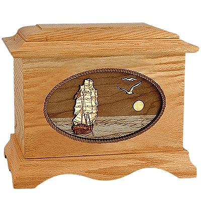 Sailing Home Oak Cremation Urn for Two