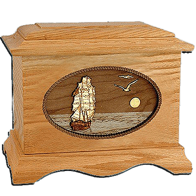 Sailing Home Oak Cremation Urn for Two