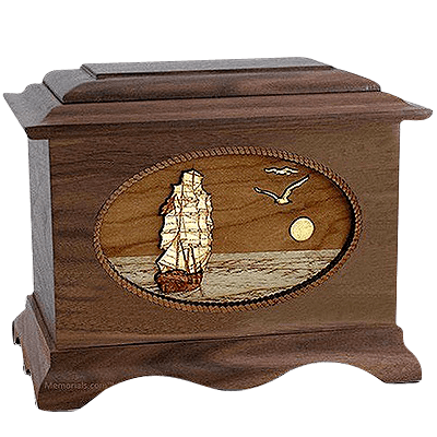 Sailing Home Walnut Cremation Urn For Two