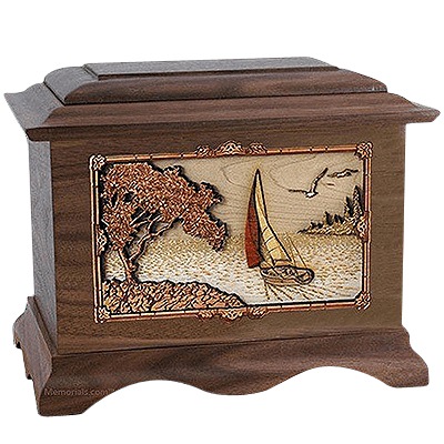 Sailing Walnut Cremation Urn For Two