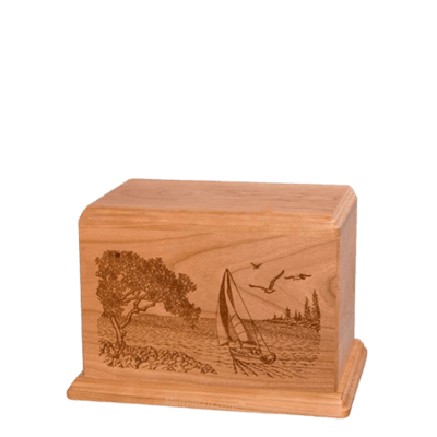 Sail Away Small Cherry Wood Urn