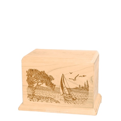 Sail Away Small Maple Wood Urn