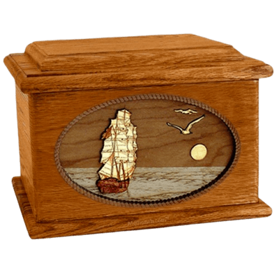 Sailing Home Mahogany Memory Chest Wood Cremation Urn