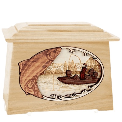 Salmon Fishing Maple Aristocrat Cremation Urn