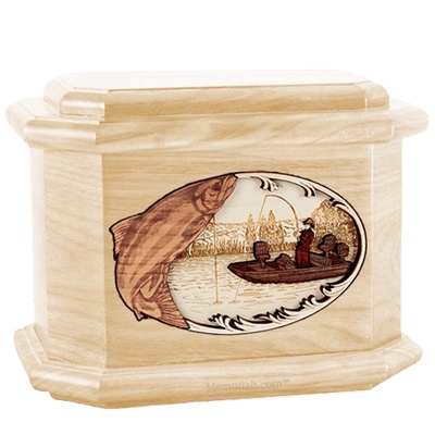 Salmon Fishing Maple Octagon Cremation Urn