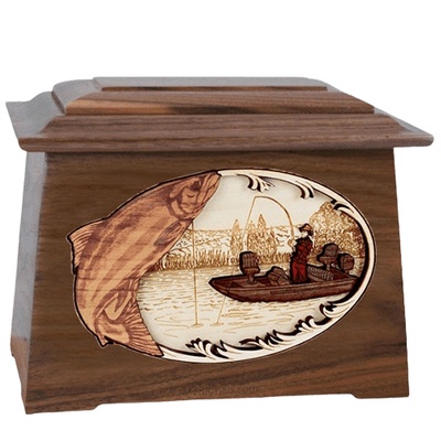 Salmon Fishing Walnut Aristocrat Cremation Urn