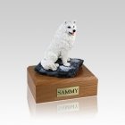 Samoyed Sitting Small Dog Urn