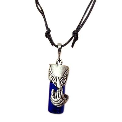 Celtic Cross Blue Urn Necklace
