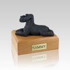 Schnauzer Black Ears Down Laying Small Dog Urn