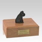 Schnauzer Black Ears Down Sitting Large Dog Urn