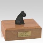 Schnauzer Black Ears Down Sitting Dog Urns