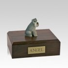 Schnauzer Gray Ears Down Sitting Medium Dog Urn