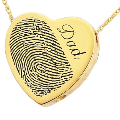 Script Heart 14k Gold Cremation Print Keepsake