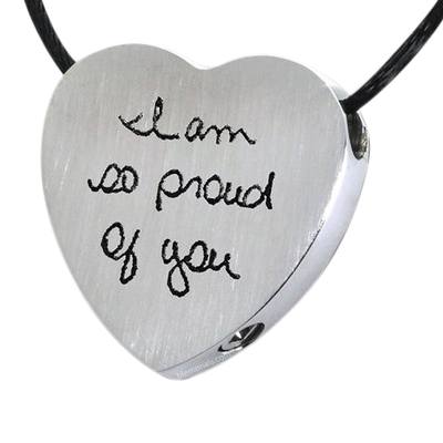 Script Heart Cremation Pendant