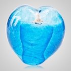 Seafoam Aqua Cremation Ash Glass Heart