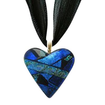 Silver Blue Small Heart Ashes Pendant