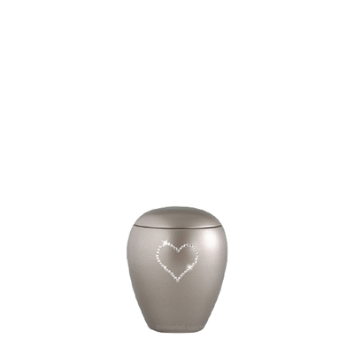 Silver Crystal Heart Ceramic Keepsake Urn