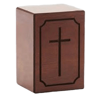 Simple Cross Wood Cremation Urn