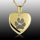 Small Heart Paw 14k Gold Print Cremation Keepsake