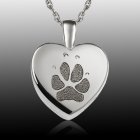 Small Heart Paw 14k White Gold Print Cremation Keepsake