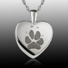 Small Heart Paw Sterling Print Cremation Keepsake