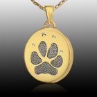 Small Oval Paw 14k Gold Print Cremation Keepsake