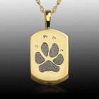 Small Paw 14k Gold Tag Print Cremation Keepsake