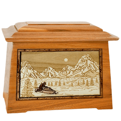 Snowmobile Mahogany Aristocrat Cremation Urn