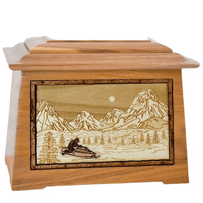 Snowmobile Oak Aristocrat Cremation Urn