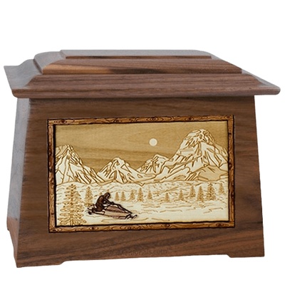 Snowmobile Walnut Aristocrat Cremation Urn