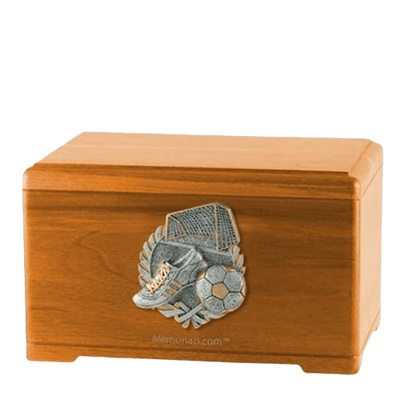 Soccer Fan Oak Cremation Urn