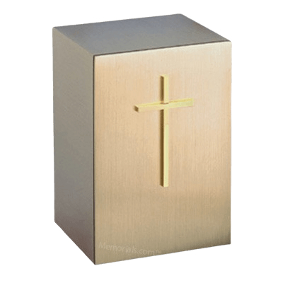 Solitude Protestant Cross Bronze Cremation Urn