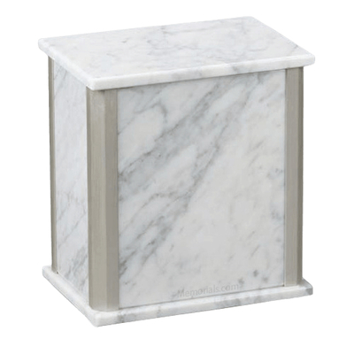 Solitude Silver Bianco Carrara Marble Urn