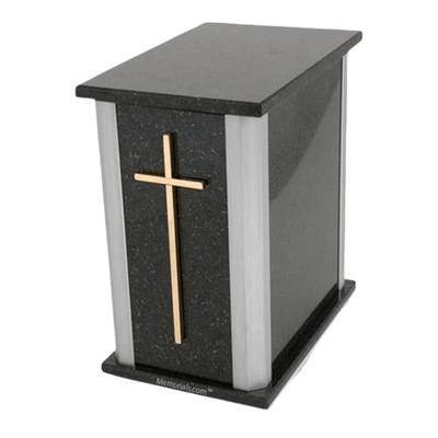 Solitude Silver Cambrian Black Granite Urn