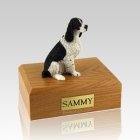 Springer Spaniel Black & White Sitting Large Dog Urn