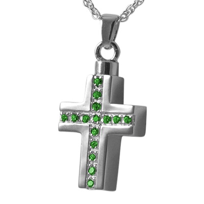 Emerald Crystal Cross Keepsake Pendant