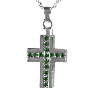 Emerald Crystal Cross Keepsake Pendant III